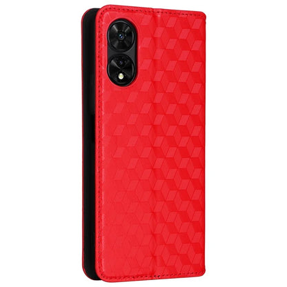 For TCL 50 SE Stand Case Rhombus Pattern Leather Folio Phone Cover