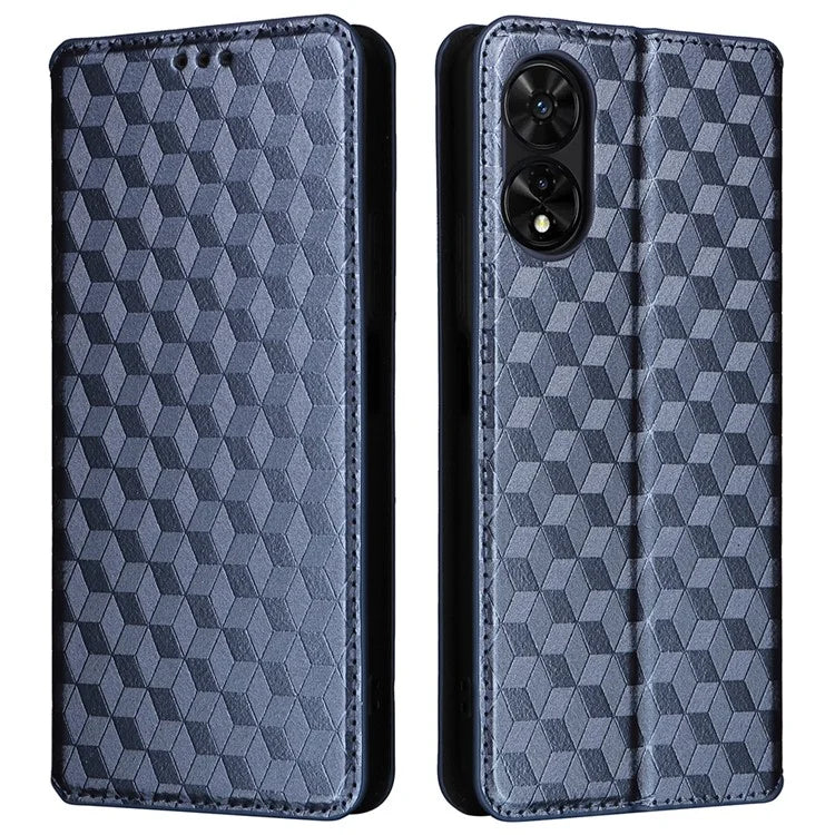 For TCL 50 SE Stand Case Rhombus Pattern Leather Folio Phone Cover