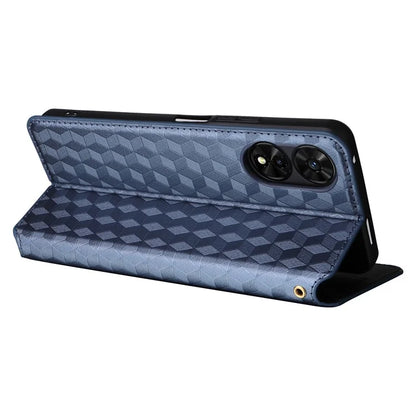 For TCL 50 SE Stand Case Rhombus Pattern Leather Folio Phone Cover