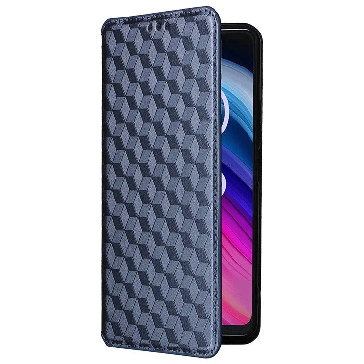 For TCL 50 SE Stand Case Rhombus Pattern Leather Folio Phone Cover
