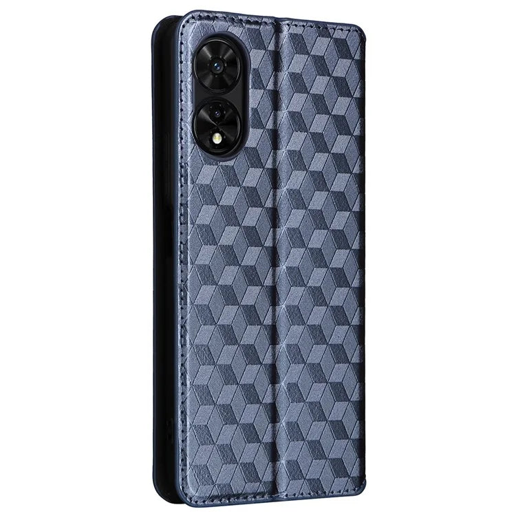 For TCL 50 SE Stand Case Rhombus Pattern Leather Folio Phone Cover
