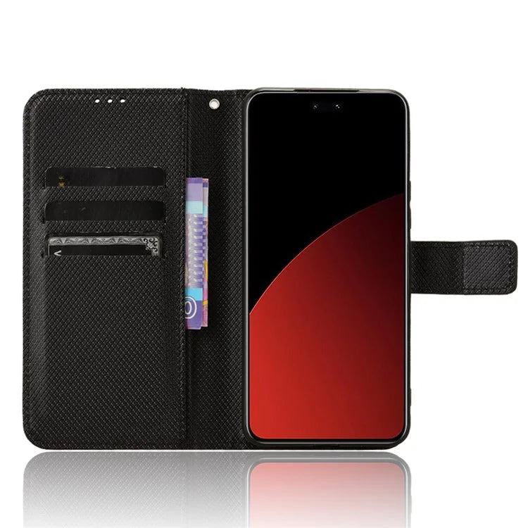 For Xiaomi Civi 4 Pro 5G / 14 Civi 5G Wallet Phone Stand Case Diamond Texture PU Leather Flip Phone Cover