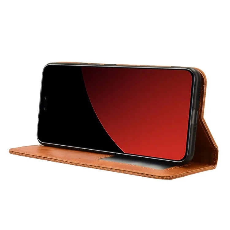 For Xiaomi Civi 4 Pro 5G / 14 Civi 5G PU Leather Phone Case Magnetic Stand Cover Retro Texture