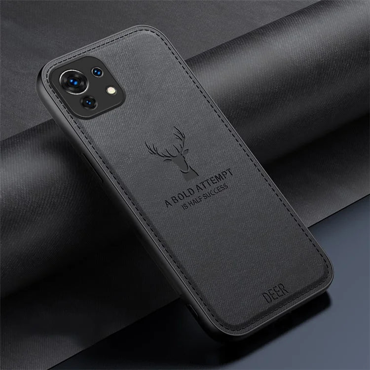 For Xiaomi Mi 11 Case Deer Pattern Leather Coated PC+TPU Phone Cover Cloth Texture