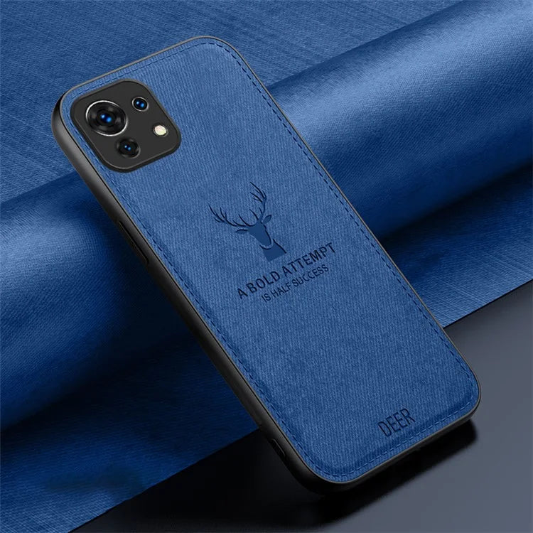 For Xiaomi Mi 11 Case Deer Pattern Leather Coated PC+TPU Phone Cover Cloth Texture