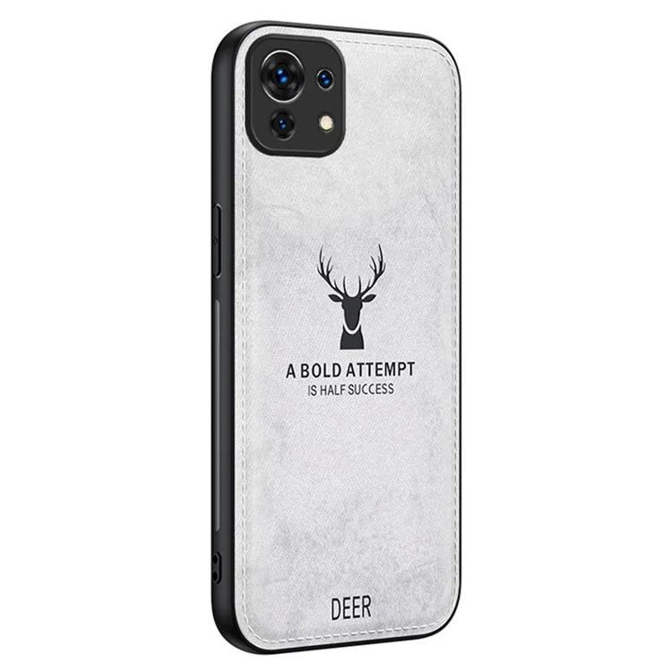 For Xiaomi Mi 11 Case Deer Pattern Leather Coated PC+TPU Phone Cover Cloth Texture