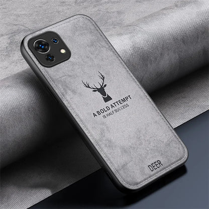 For Xiaomi Mi 11 Case Deer Pattern Leather Coated PC+TPU Phone Cover Cloth Texture