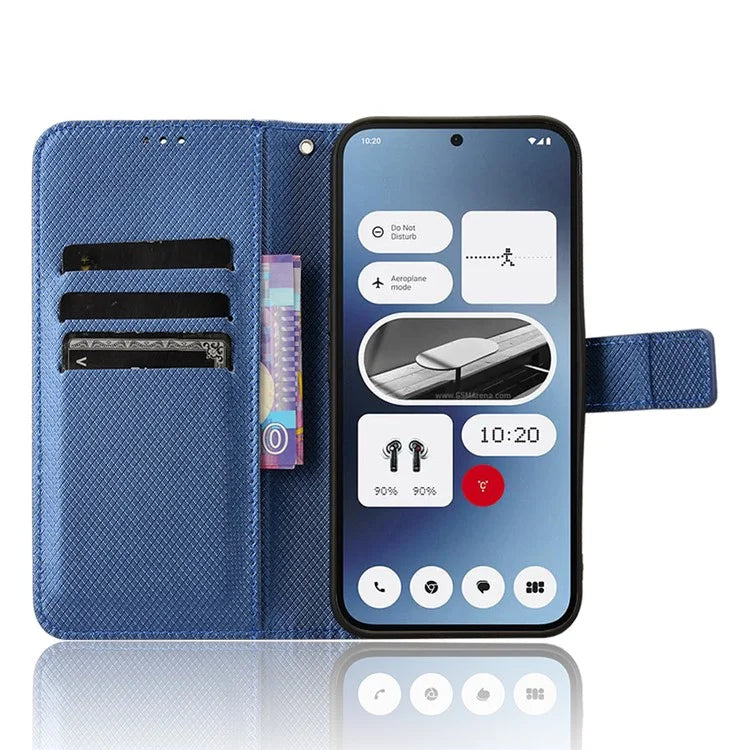 For Nothing Phone (2a) Wallet Case Diamond Texture PU Leather Protective Phone Cover