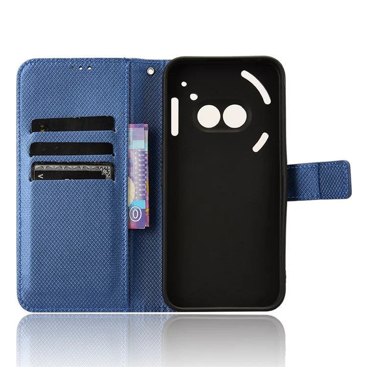 For Nothing Phone (2a) Wallet Case Diamond Texture PU Leather Protective Phone Cover
