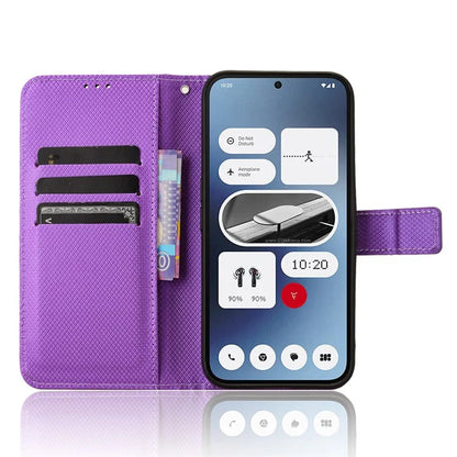 For Nothing Phone (2a) Wallet Case Diamond Texture PU Leather Protective Phone Cover