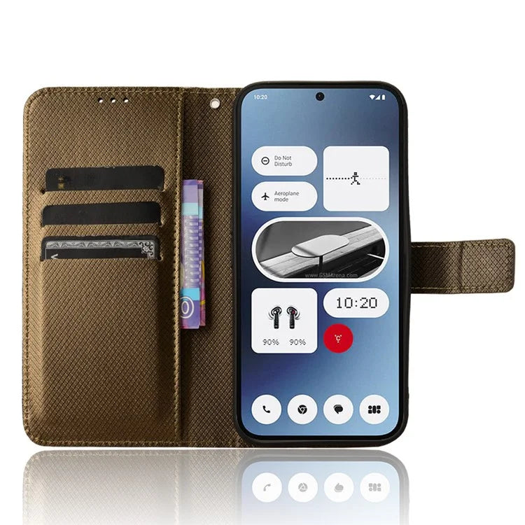 For Nothing Phone (2a) Wallet Case Diamond Texture PU Leather Protective Phone Cover