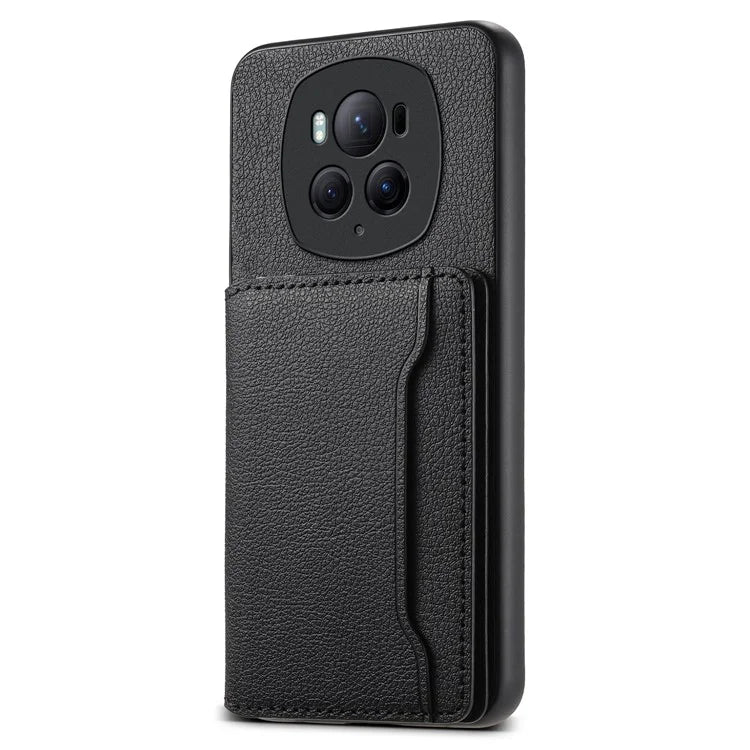 For Honor Magic6 Pro 5G Case Kickstand Drop-proof Leather Coated PC+TPU Back Phone Cover