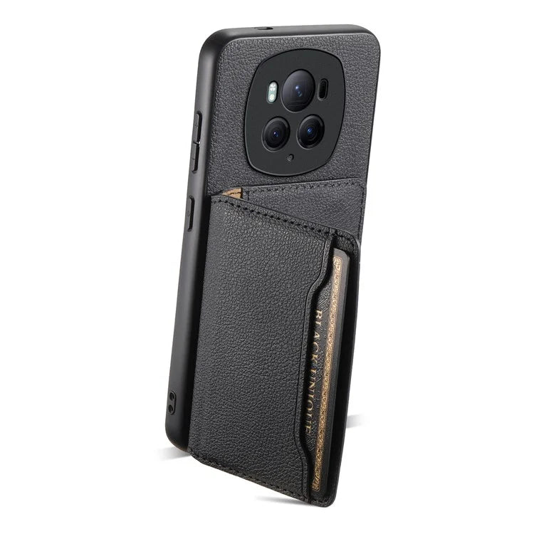For Honor Magic6 Pro 5G Case Kickstand Drop-proof Leather Coated PC+TPU Back Phone Cover