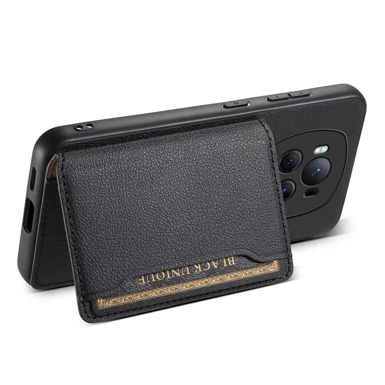 For Honor Magic6 Pro 5G Case Kickstand Drop-proof Leather Coated PC+TPU Back Phone Cover