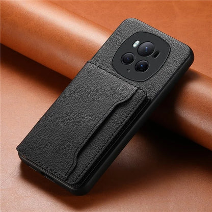 For Honor Magic6 Pro 5G Case Kickstand Drop-proof Leather Coated PC+TPU Back Phone Cover