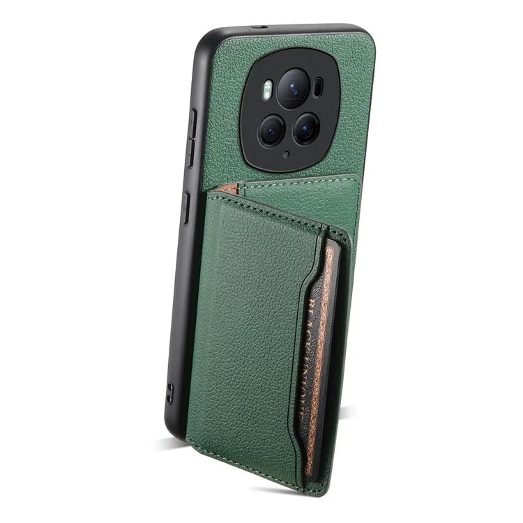 For Honor Magic6 Pro 5G Case Kickstand Drop-proof Leather Coated PC+TPU Back Phone Cover