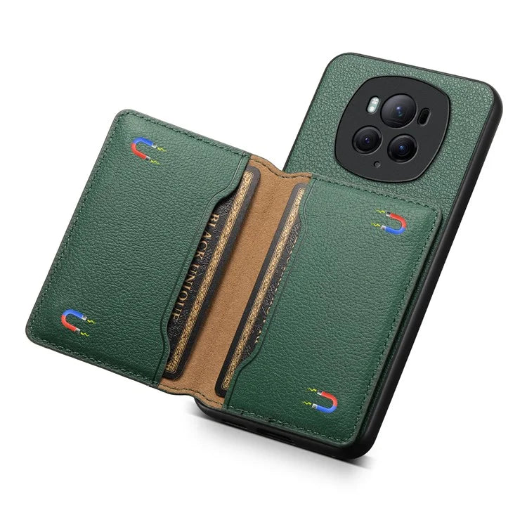 For Honor Magic6 Pro 5G Case Kickstand Drop-proof Leather Coated PC+TPU Back Phone Cover
