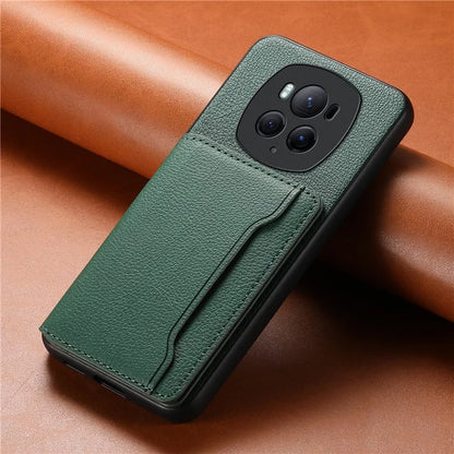 For Honor Magic6 Pro 5G Case Kickstand Drop-proof Leather Coated PC+TPU Back Phone Cover