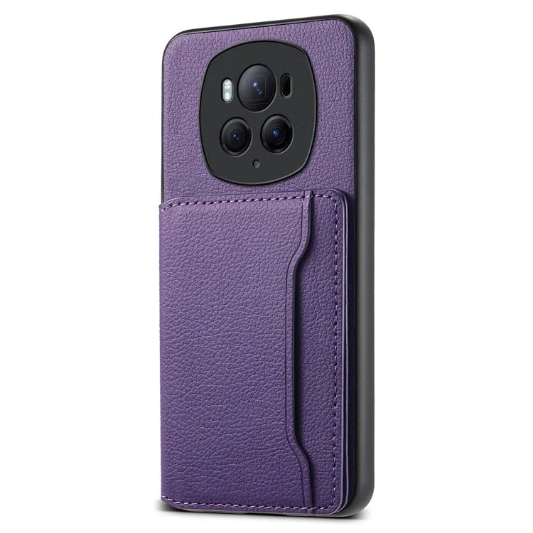 For Honor Magic6 Pro 5G Case Kickstand Drop-proof Leather Coated PC+TPU Back Phone Cover