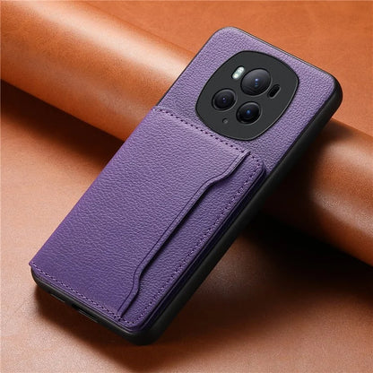 For Honor Magic6 Pro 5G Case Kickstand Drop-proof Leather Coated PC+TPU Back Phone Cover
