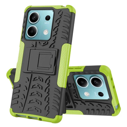 For Xiaomi Redmi Note 13 5G Tyre Pattern Case Kickstand PC+TPU Non-slip Phone Cover