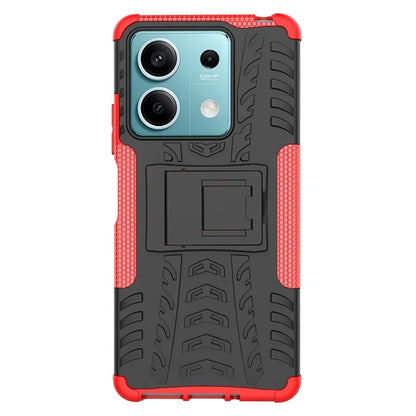 For Xiaomi Redmi Note 13 5G Tyre Pattern Case Kickstand PC+TPU Non-slip Phone Cover
