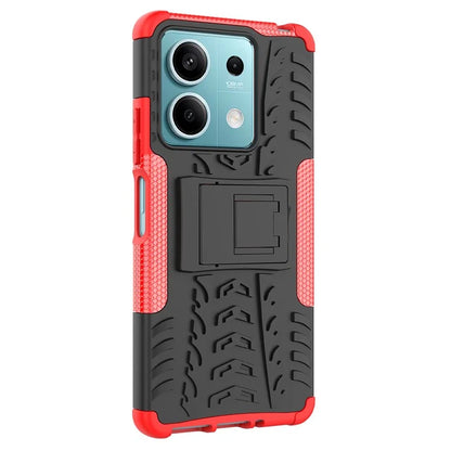 For Xiaomi Redmi Note 13 5G Tyre Pattern Case Kickstand PC+TPU Non-slip Phone Cover