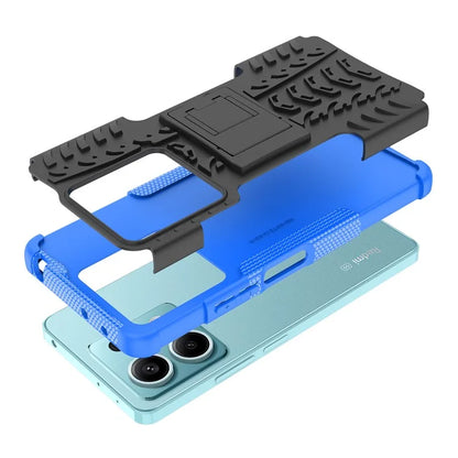 For Xiaomi Redmi Note 13 5G Tyre Pattern Case Kickstand PC+TPU Non-slip Phone Cover