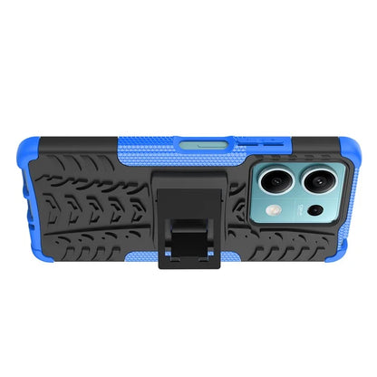 For Xiaomi Redmi Note 13 5G Tyre Pattern Case Kickstand PC+TPU Non-slip Phone Cover