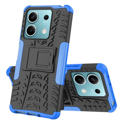 For Xiaomi Redmi Note 13 5G Tyre Pattern Case Kickstand PC+TPU Non-slip Phone Cover