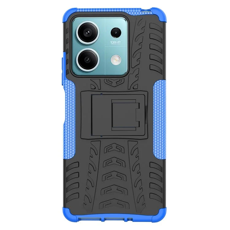 For Xiaomi Redmi Note 13 5G Tyre Pattern Case Kickstand PC+TPU Non-slip Phone Cover