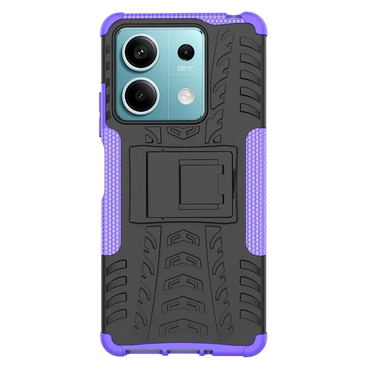 For Xiaomi Redmi Note 13 5G Tyre Pattern Case Kickstand PC+TPU Non-slip Phone Cover