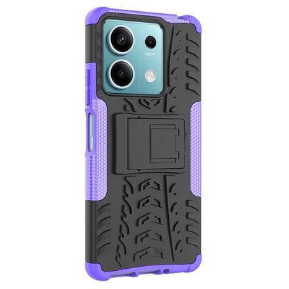 For Xiaomi Redmi Note 13 5G Tyre Pattern Case Kickstand PC+TPU Non-slip Phone Cover