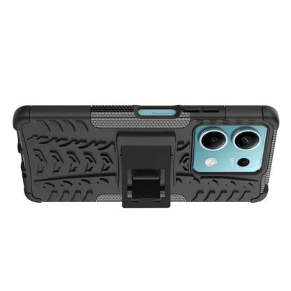 For Xiaomi Redmi Note 13 5G Tyre Pattern Case Kickstand PC+TPU Non-slip Phone Cover