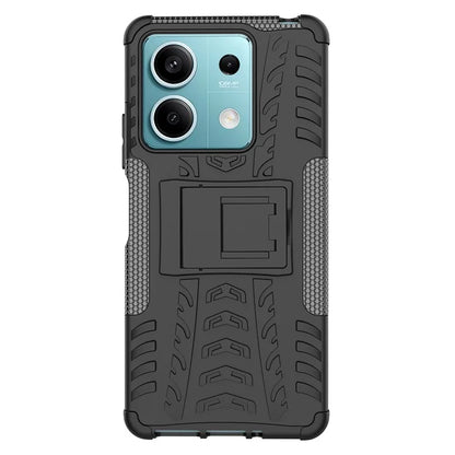 For Xiaomi Redmi Note 13 5G Tyre Pattern Case Kickstand PC+TPU Non-slip Phone Cover