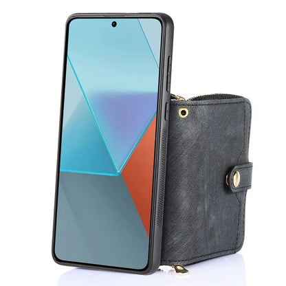 D3 For Xiaomi Redmi Note 13 Pro+ 5G Case PU+TPU+PC Zipper Wallet Cover with Strap