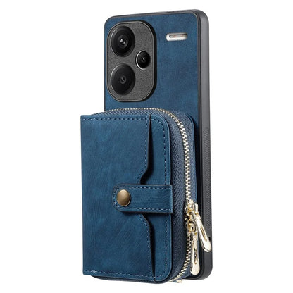 D3 For Xiaomi Redmi Note 13 Pro+ 5G Case PU+TPU+PC Zipper Wallet Cover with Strap