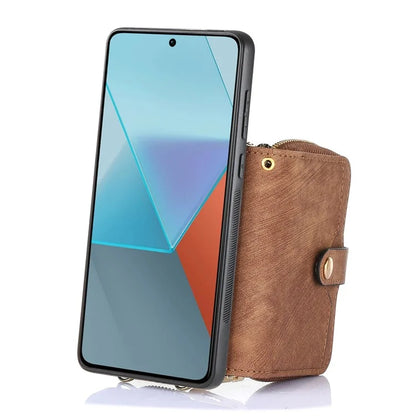 D3 For Xiaomi Redmi Note 13 Pro+ 5G Case PU+TPU+PC Zipper Wallet Cover with Strap