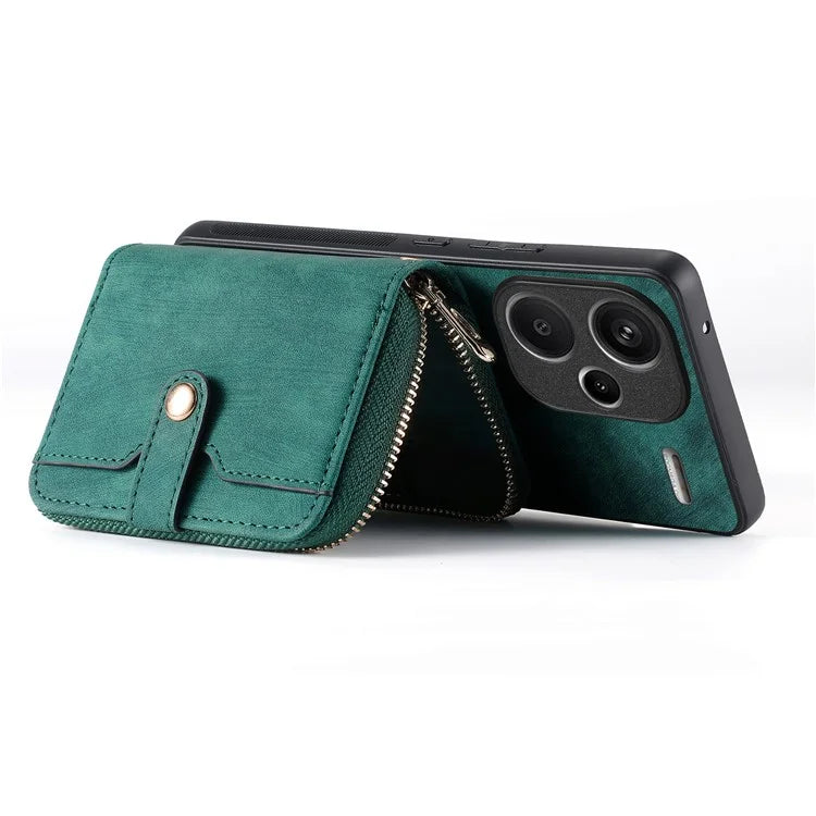 D3 For Xiaomi Redmi Note 13 Pro+ 5G Case PU+TPU+PC Zipper Wallet Cover with Strap