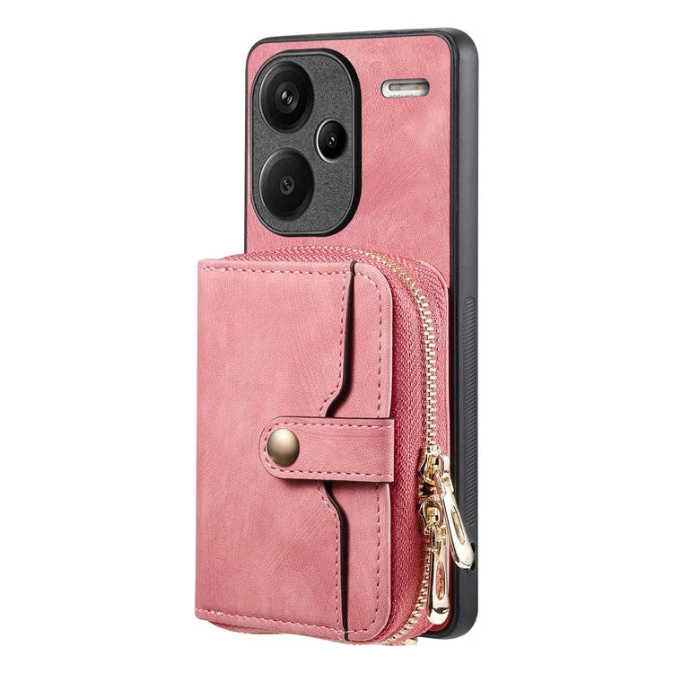 D3 For Xiaomi Redmi Note 13 Pro+ 5G Case PU+TPU+PC Zipper Wallet Cover with Strap