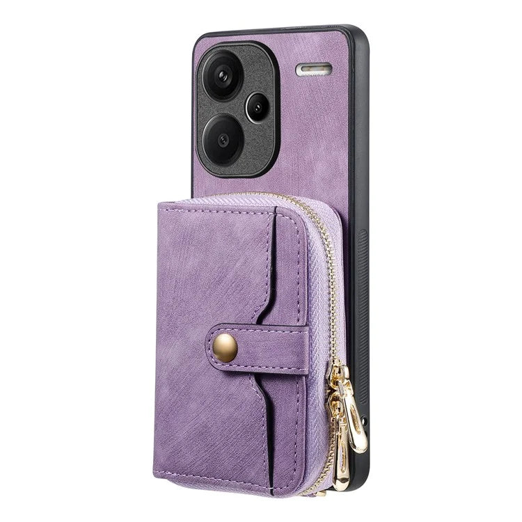 D3 For Xiaomi Redmi Note 13 Pro+ 5G Case PU+TPU+PC Zipper Wallet Cover with Strap