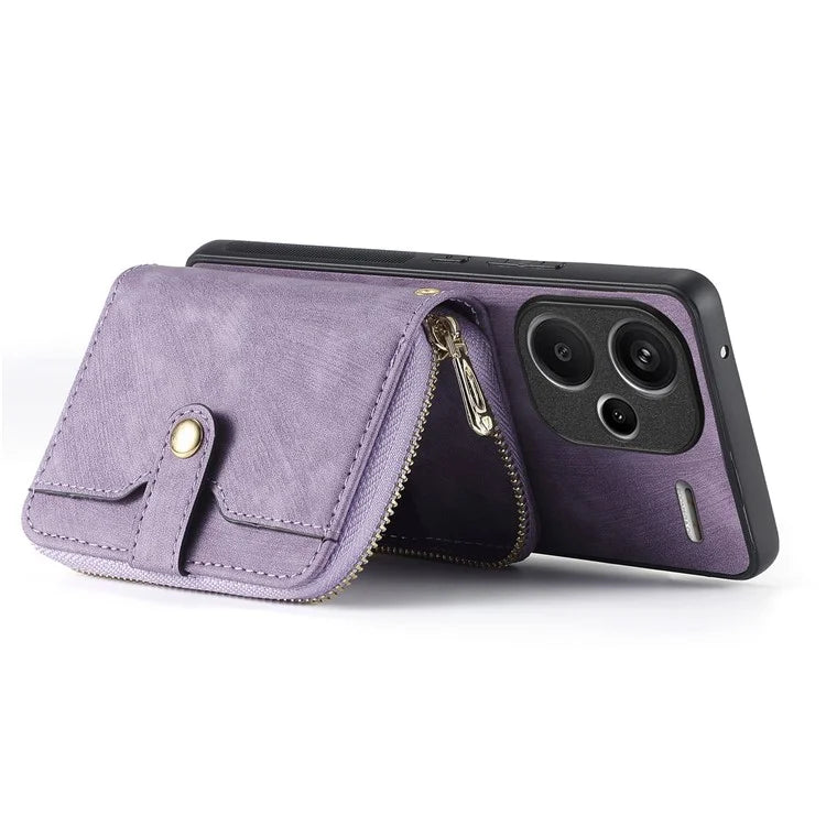 D3 For Xiaomi Redmi Note 13 Pro+ 5G Case PU+TPU+PC Zipper Wallet Cover with Strap