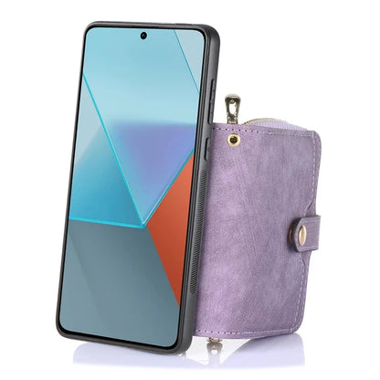 D3 For Xiaomi Redmi Note 13 Pro+ 5G Case PU+TPU+PC Zipper Wallet Cover with Strap
