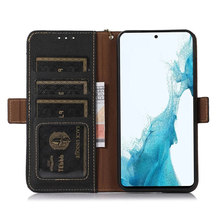 TJ For Google Pixel 9 / Pixel 9 Pro Case RFID Blocking Genuine Cow Leather Flip Phone Cover