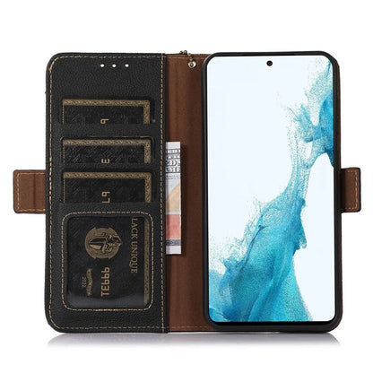 TJ For Google Pixel 9 / Pixel 9 Pro Case RFID Blocking Genuine Cow Leather Flip Phone Cover