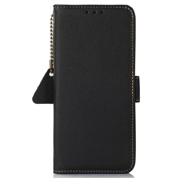 TJ For Google Pixel 9 / Pixel 9 Pro Case RFID Blocking Genuine Cow Leather Flip Phone Cover