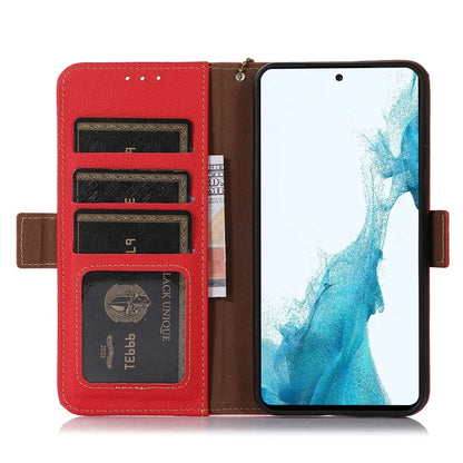TJ For Google Pixel 9 / Pixel 9 Pro Case RFID Blocking Genuine Cow Leather Flip Phone Cover