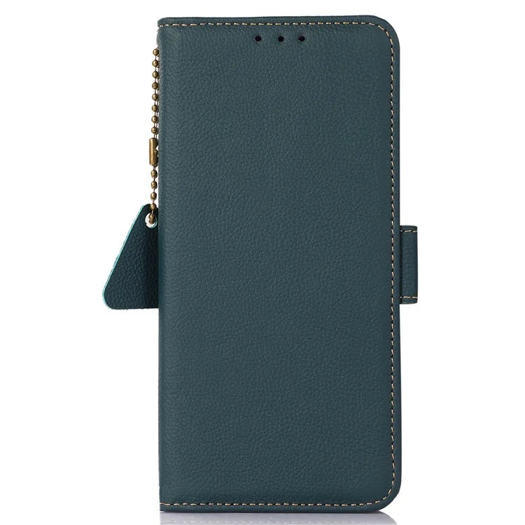 TJ For Google Pixel 9 / Pixel 9 Pro Case RFID Blocking Genuine Cow Leather Flip Phone Cover