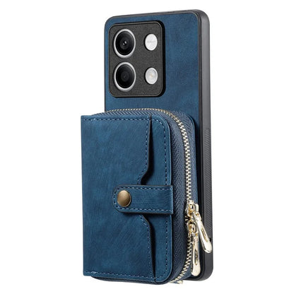 D3 For Xiaomi Redmi Note 13 4G Case Zipper Wallet Leather+TPU+PC Phone Cover with Crossbody Strap