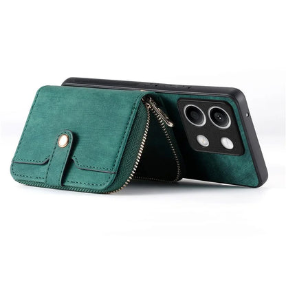 D3 For Xiaomi Redmi Note 13 4G Case Zipper Wallet Leather+TPU+PC Phone Cover with Crossbody Strap